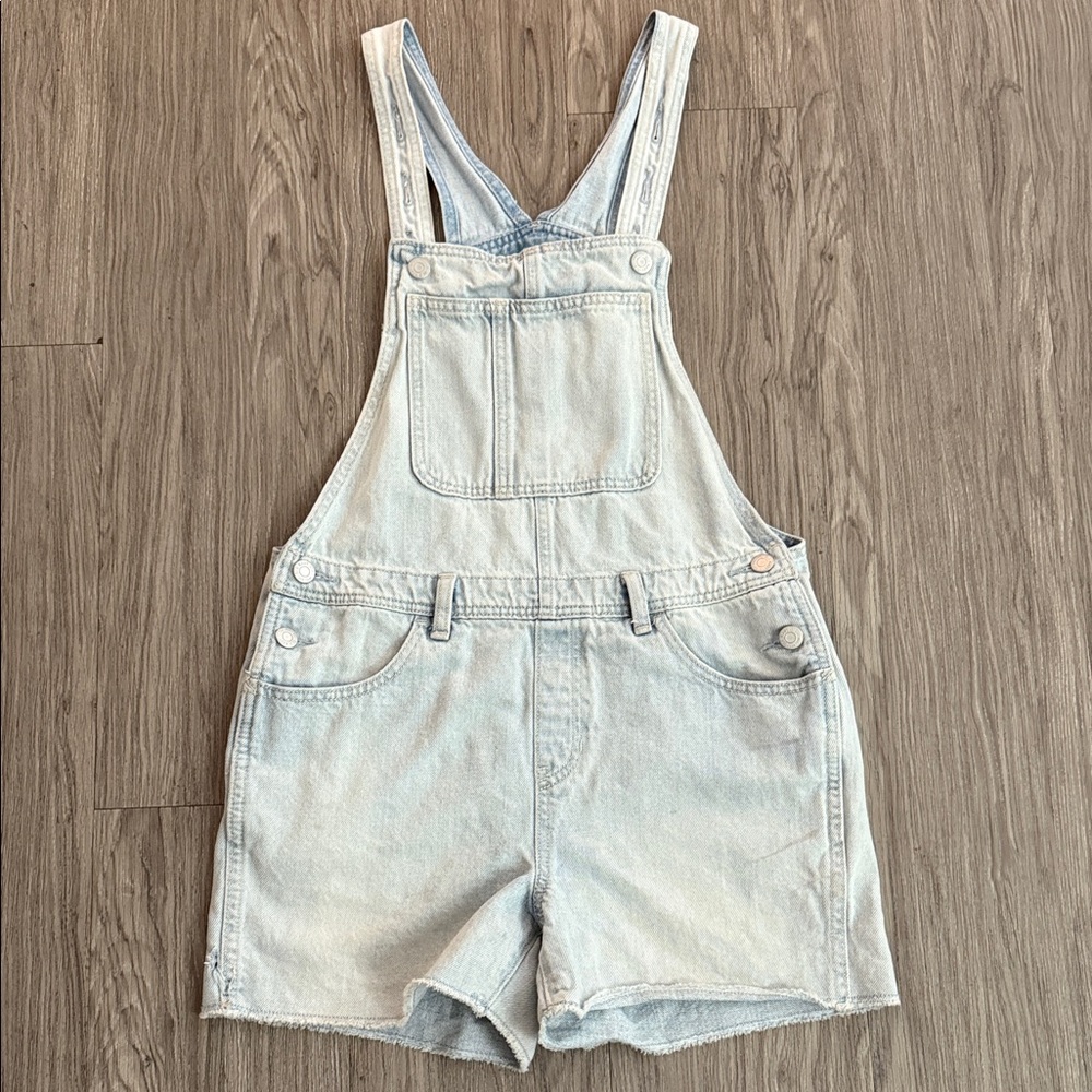 Girls's Old Navy Distress Denim Overalls Shorts XL Size 14/16 Minion Costume